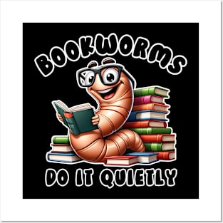 Bookworms Do it Quietly Funny Book Pun for Readers and Book Lovers Posters and Art